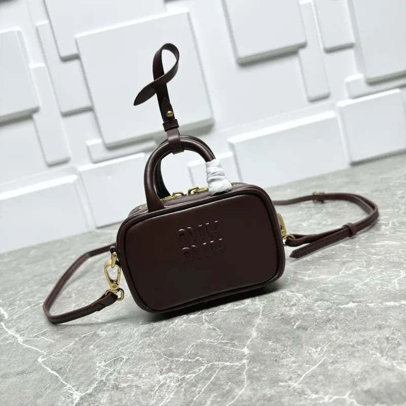 MIU MIU Brown Mini Top Handle Crossbody Bag 629