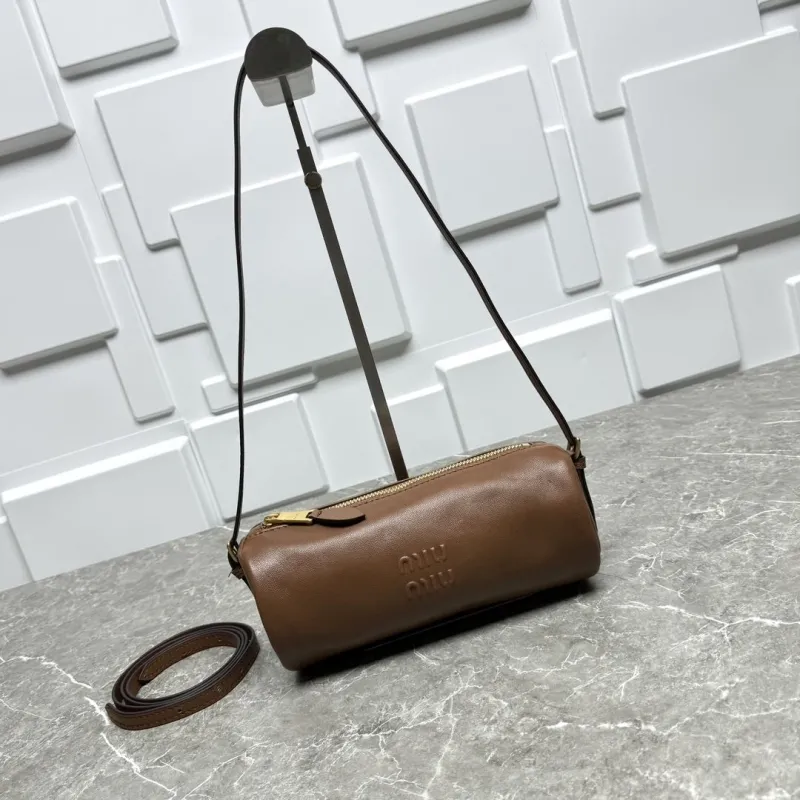 MIU MIU Brown Leather Top Handle Crossbody Bag 636