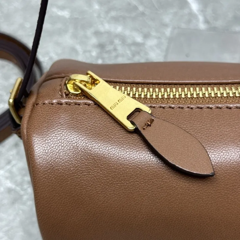MIU MIU Brown Leather Top Handle Crossbody Bag 636 - Image 3