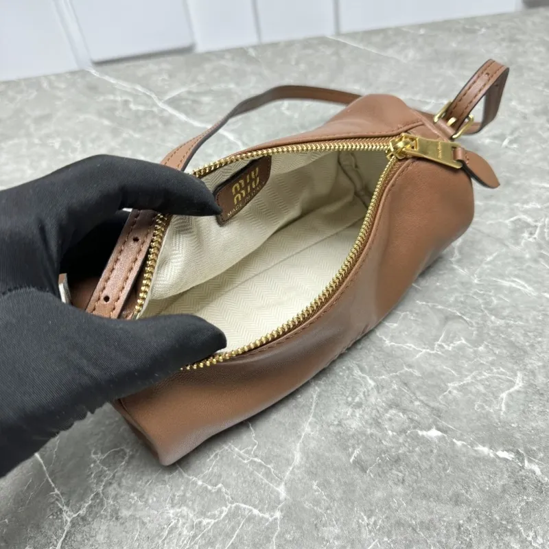 MIU MIU Brown Leather Top Handle Crossbody Bag 636 - Image 9