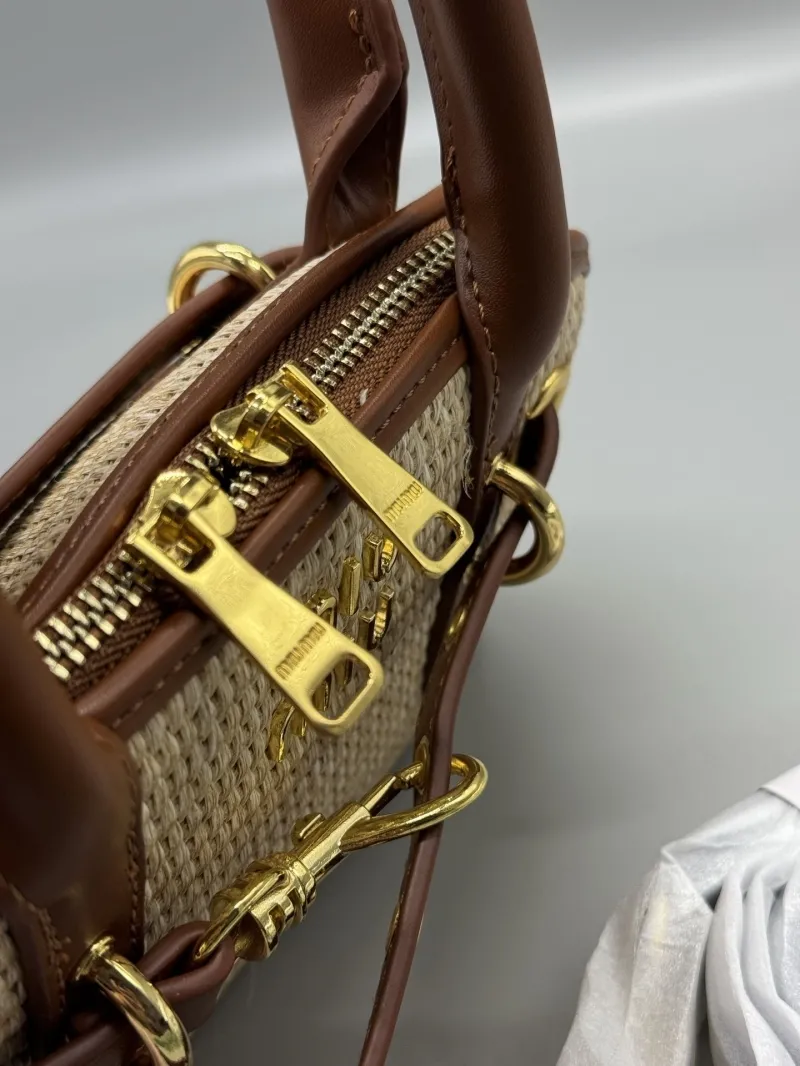 Miu Miu Woven Brown Top Handle Bag - Image 3