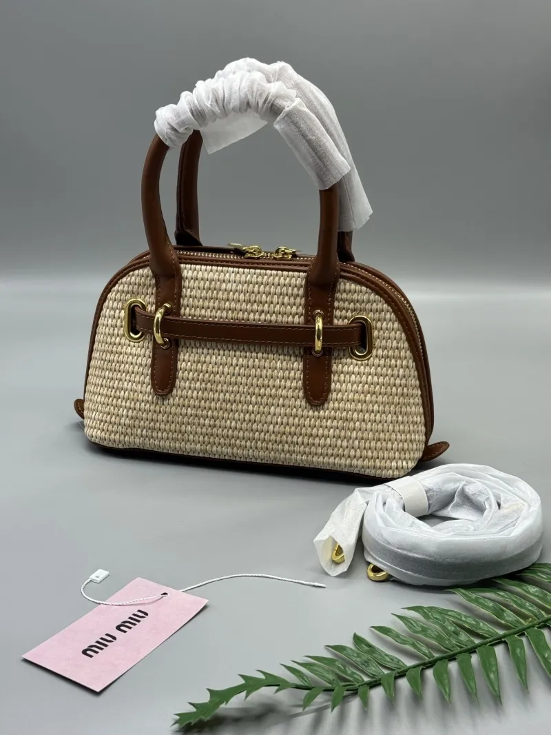 Miu Miu Woven Brown Top Handle Bag - Image 4