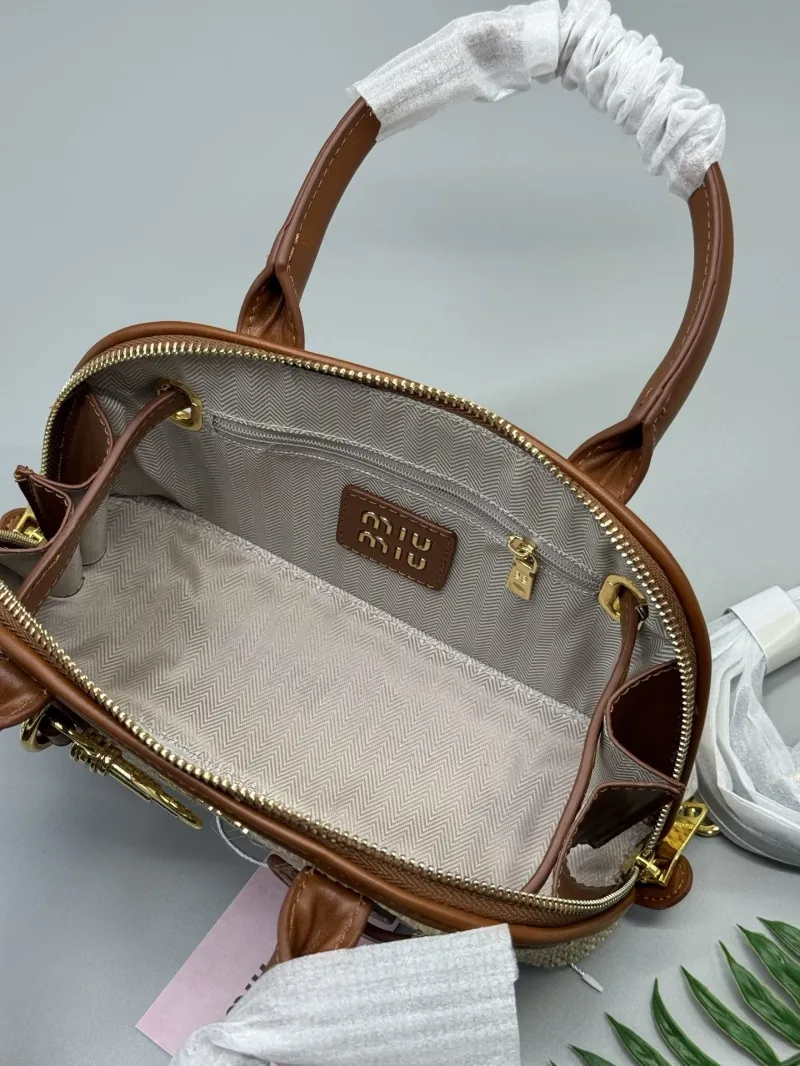 Miu Miu Woven Brown Top Handle Bag - Image 6