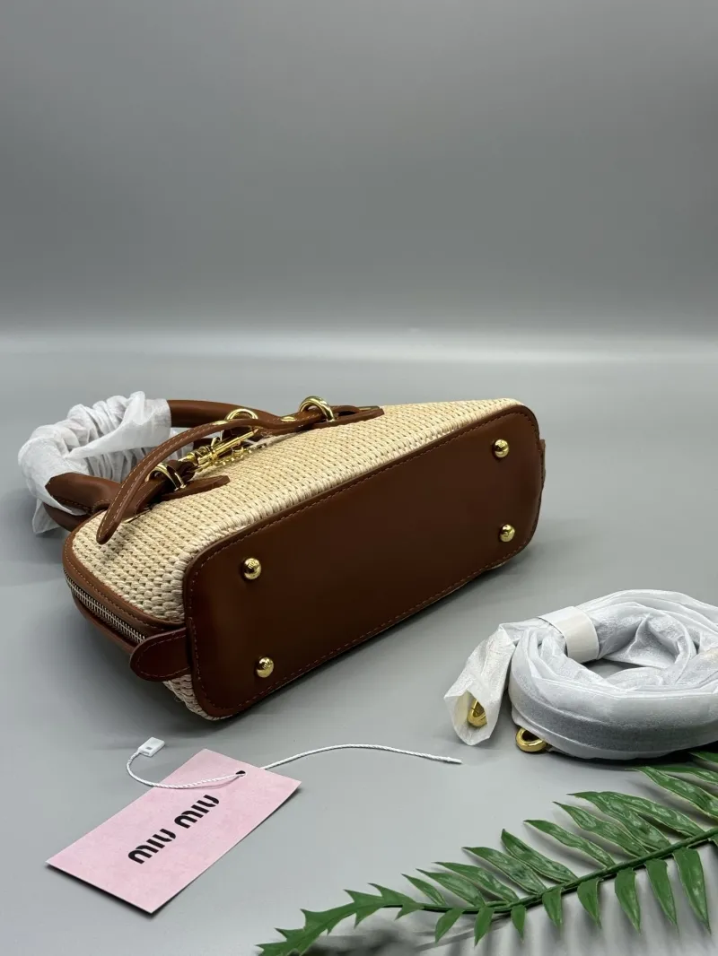 Miu Miu Woven Brown Top Handle Bag - Image 8