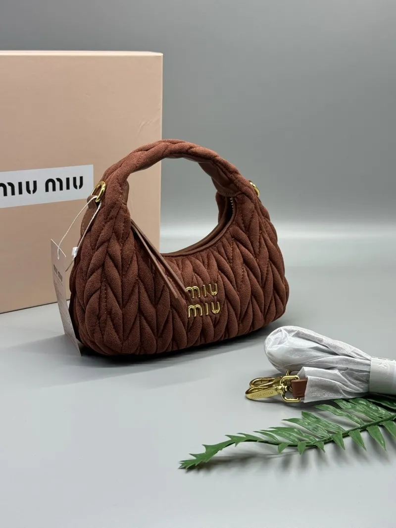 Miu Miu Brown Suede Top Handle Bag 20cm - Image 3