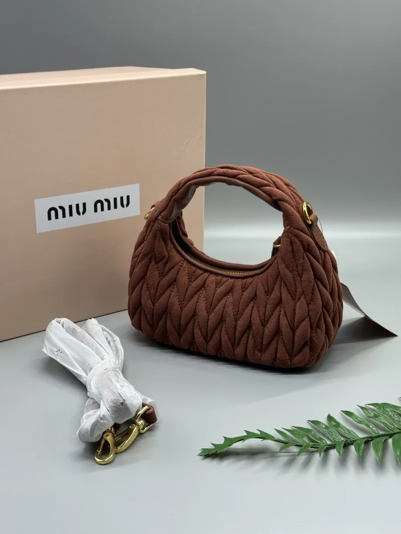 Miu Miu Brown Suede Top Handle Bag 20cm - Image 4