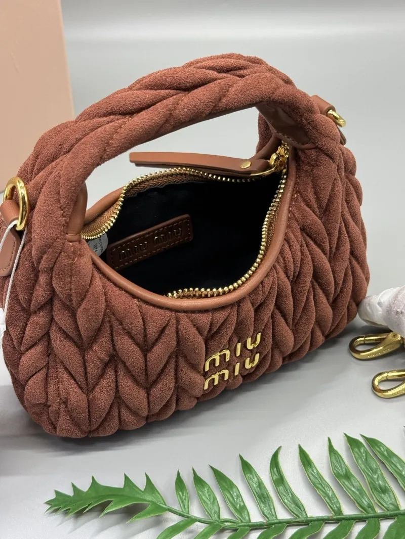 Miu Miu Brown Suede Top Handle Bag 20cm - Image 6