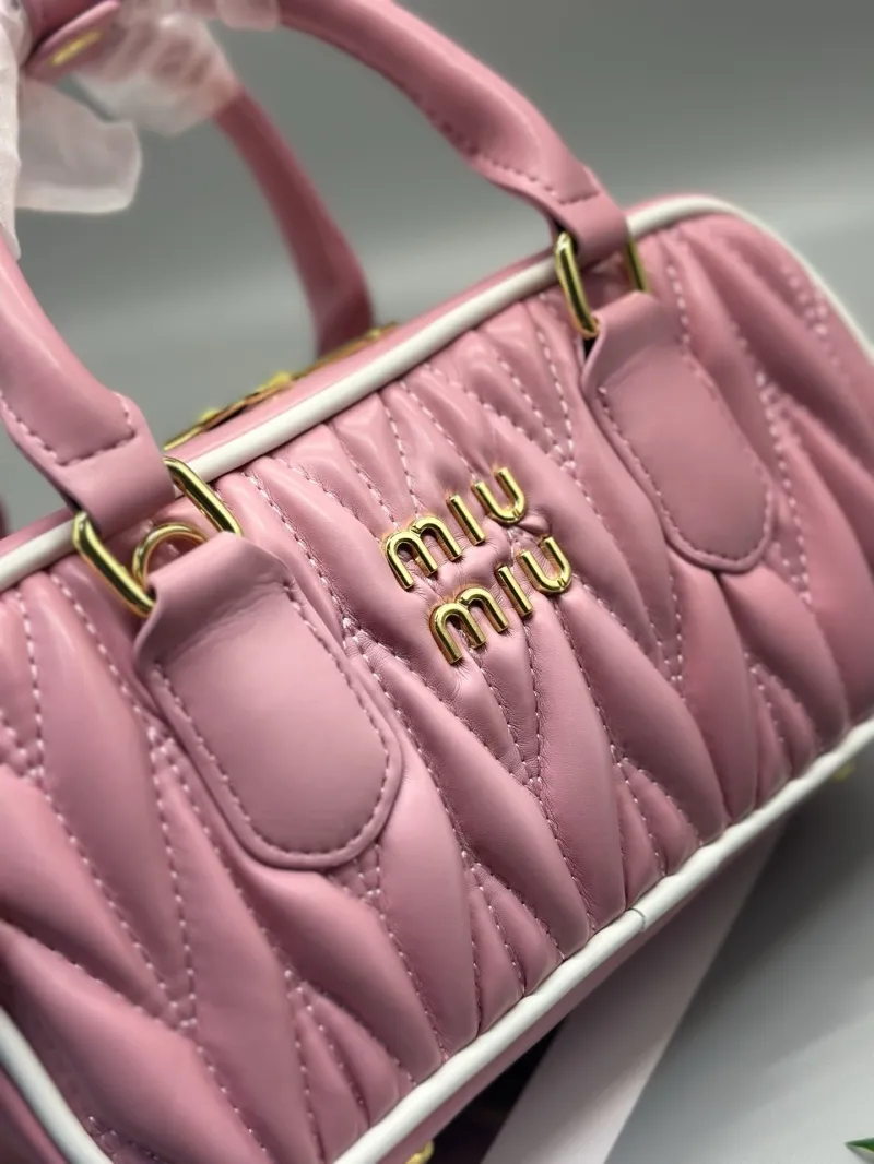 Alternative view of Miu Miu Pink Quilted Top Handle Crossbody Bag 23x8x11.5cm