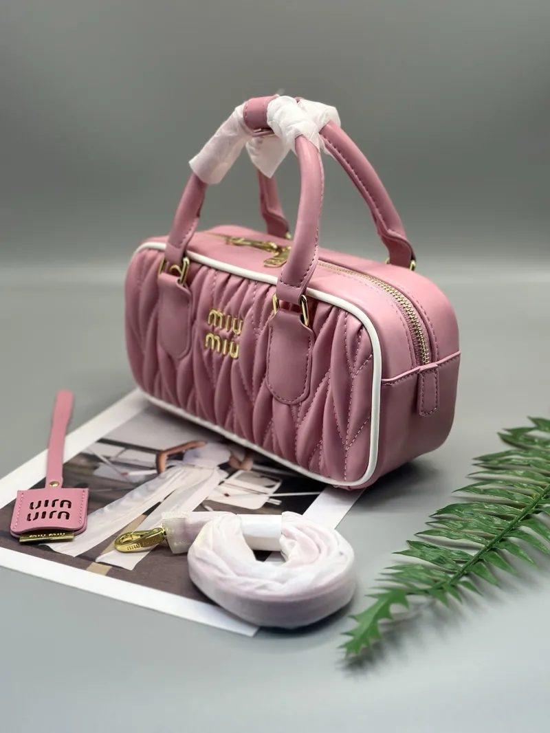 Miu Miu Pink Quilted Top Handle Crossbody Bag 23x8x11.5cm - Image 3