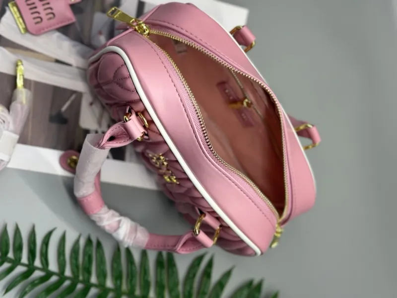 Miu Miu Pink Quilted Top Handle Crossbody Bag 23x8x11.5cm - Image 6