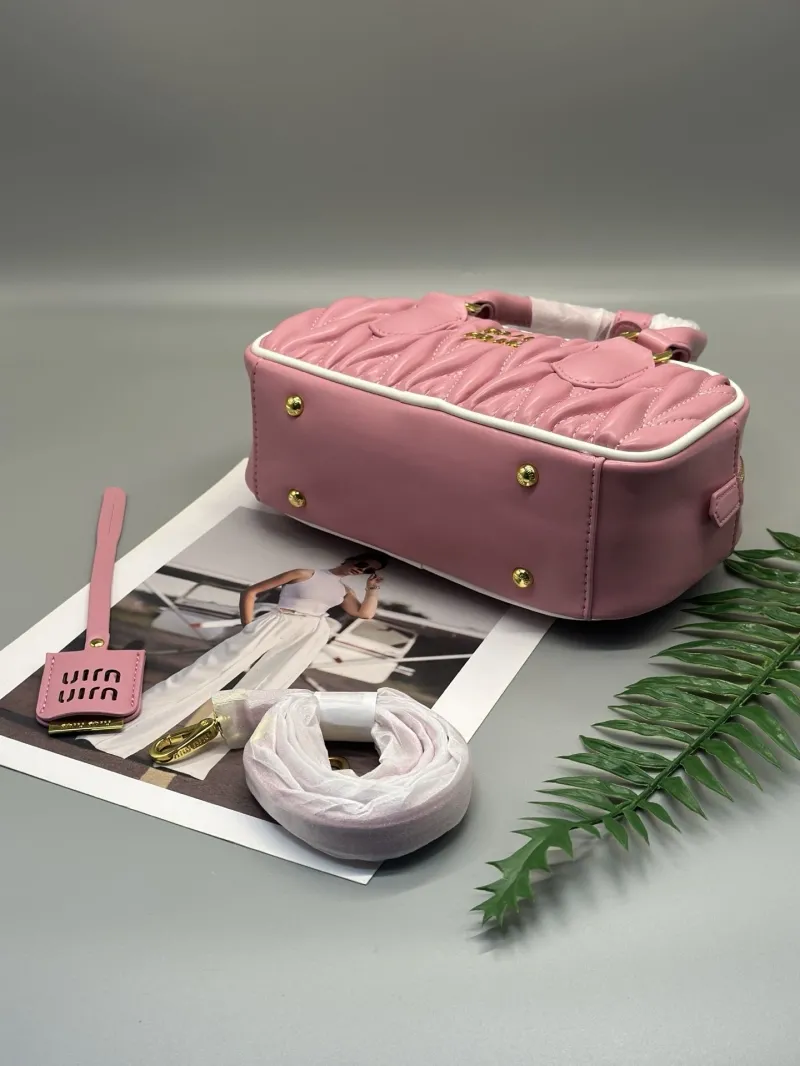 Miu Miu Pink Quilted Top Handle Crossbody Bag 23x8x11.5cm - Image 8