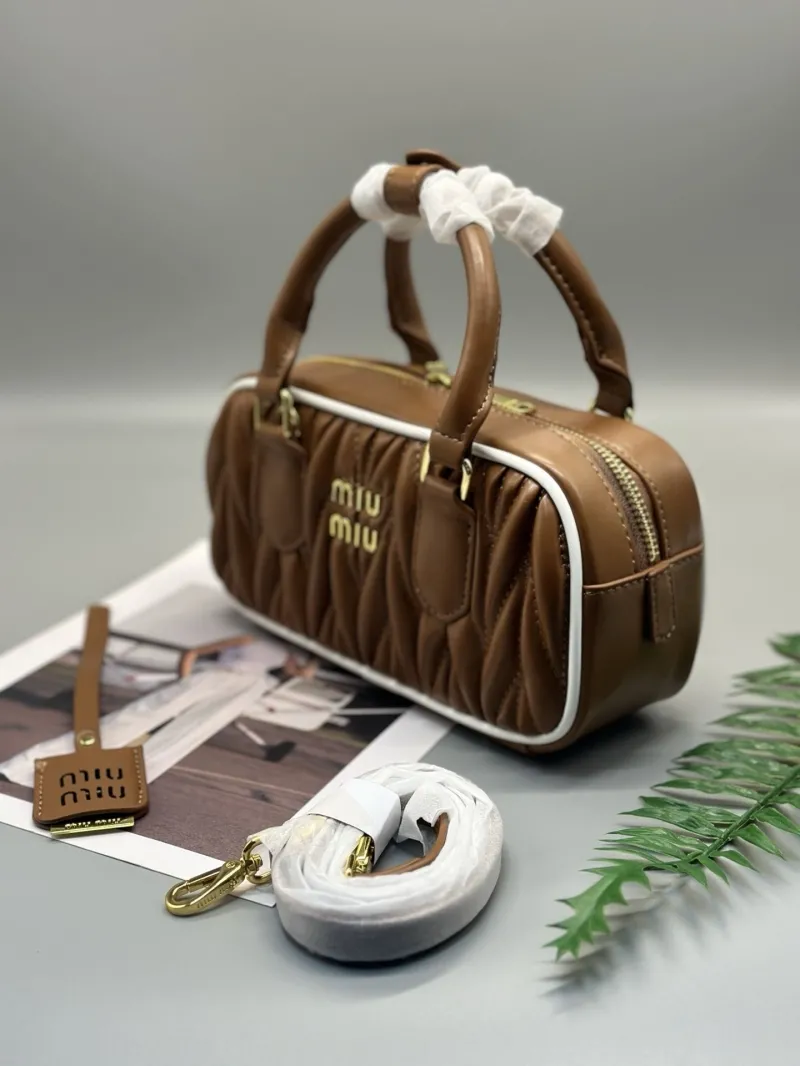 Alternative view of Miu Miu Brown Quilted Top Handle Bag