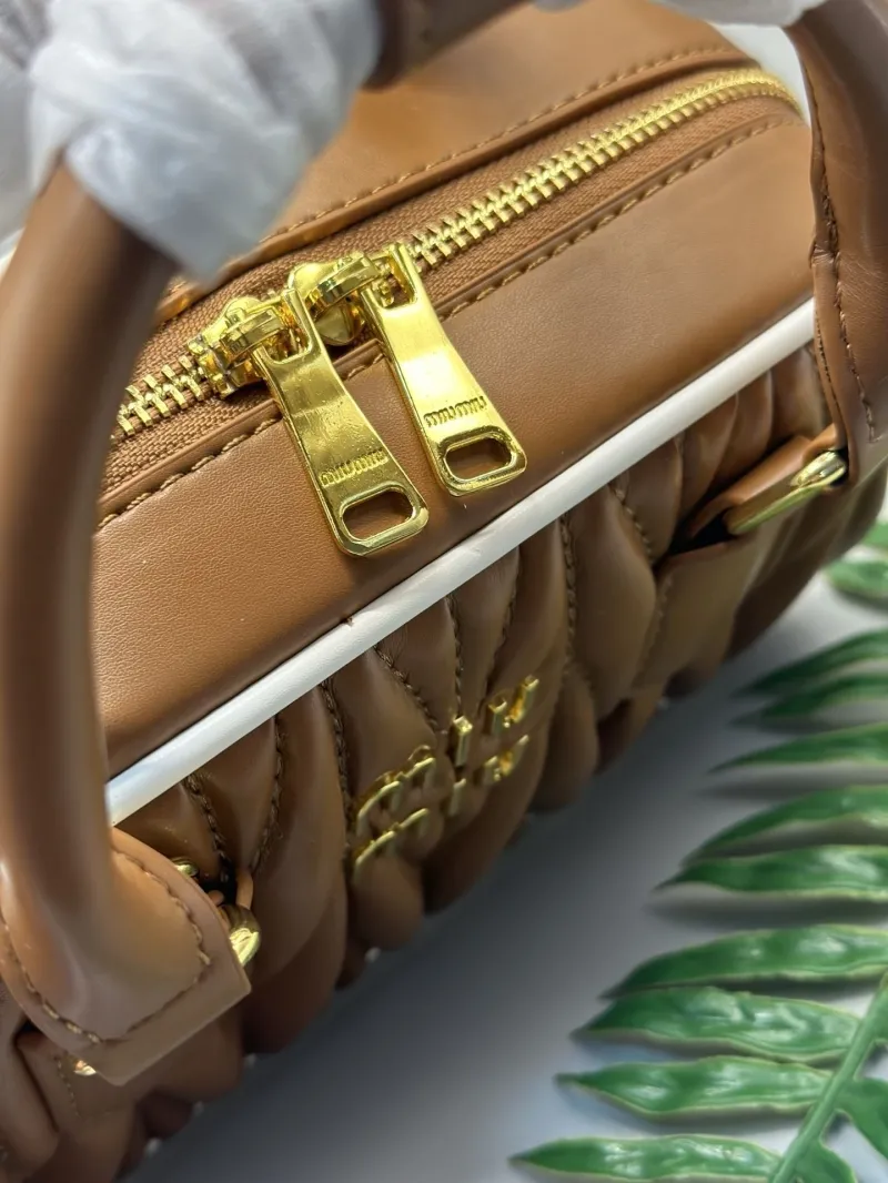 Miu Miu Brown Quilted Top Handle Bag - Image 3