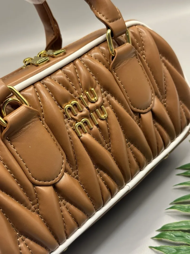 Miu Miu Brown Quilted Top Handle Bag - Image 5