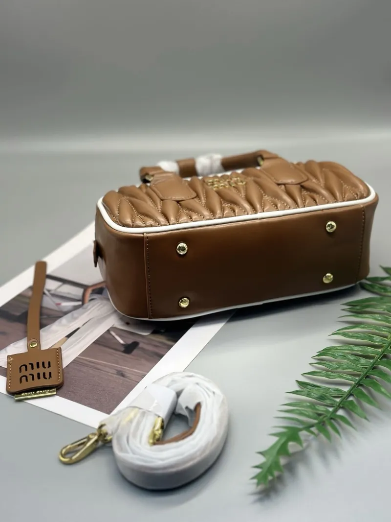 Miu Miu Brown Quilted Top Handle Bag - Image 6