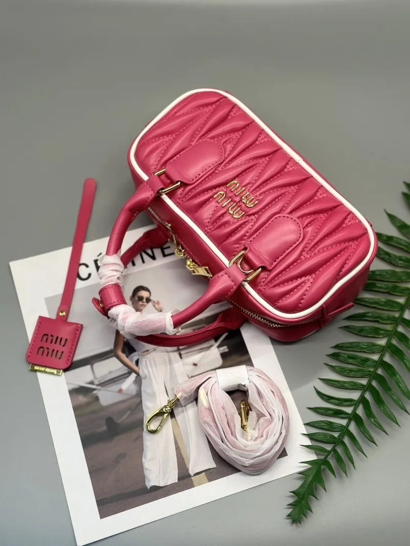 Miu Miu Rose Red Top Handle Crossbody Bag 663 Size 23x8x11.5cm - Image 7