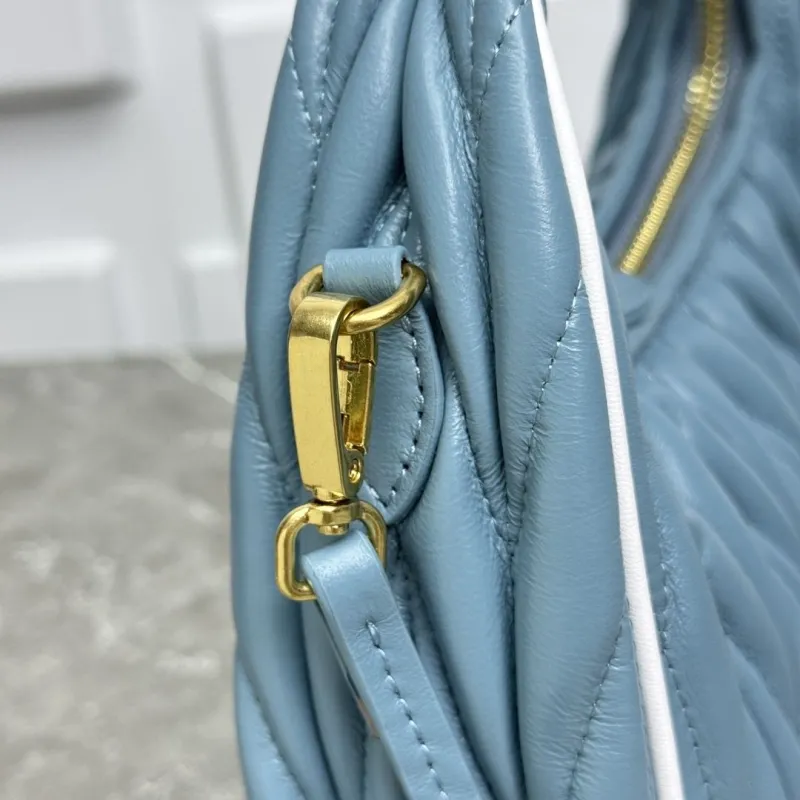 Miu Miu Blue Matelasse Top Handle Crossbody Bag - Image 4