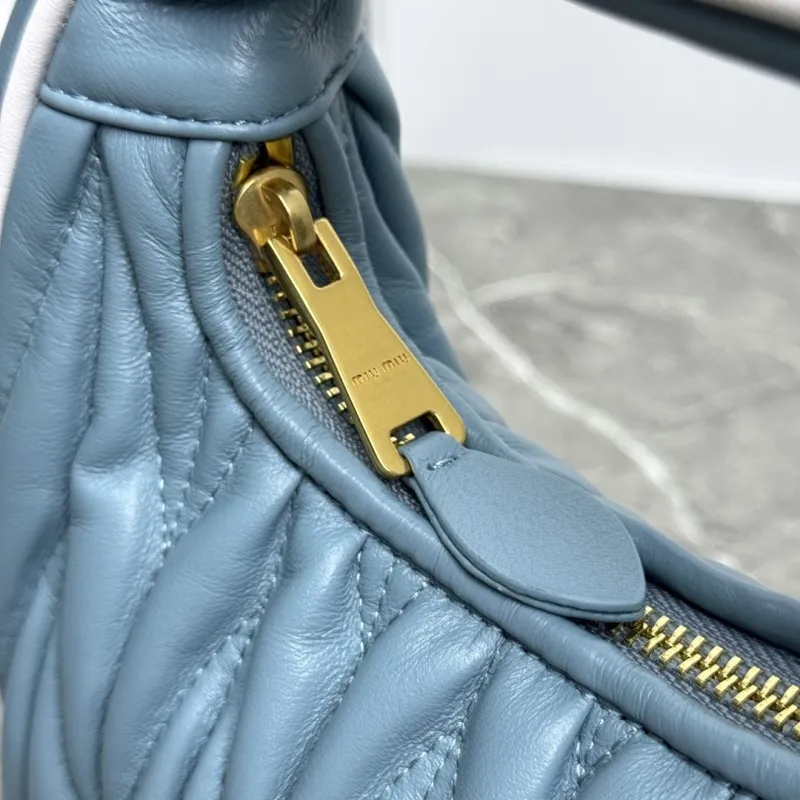 Miu Miu Blue Matelasse Top Handle Crossbody Bag - Image 5