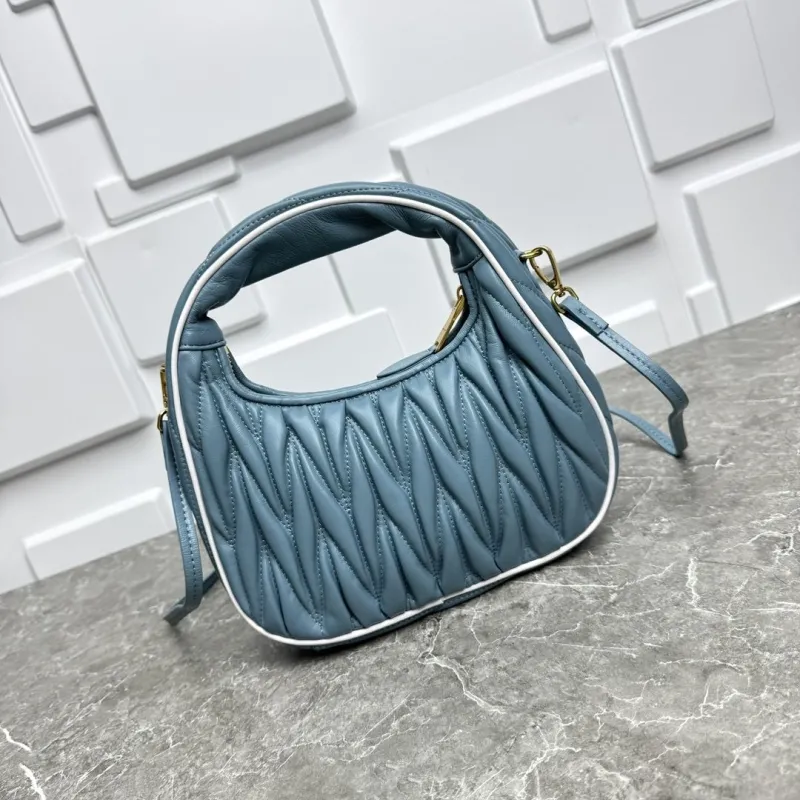 Miu Miu Blue Matelasse Top Handle Crossbody Bag - Image 6