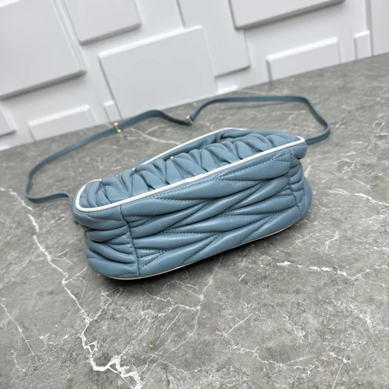 Miu Miu Blue Matelasse Top Handle Crossbody Bag - Image 7