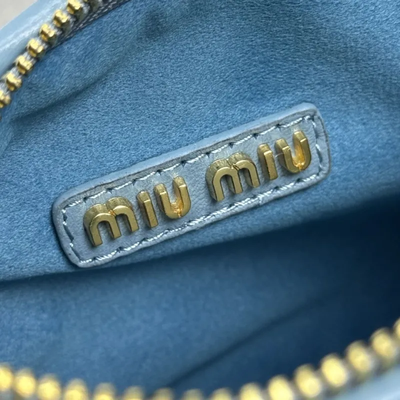 Miu Miu Blue Matelasse Top Handle Crossbody Bag - Image 8