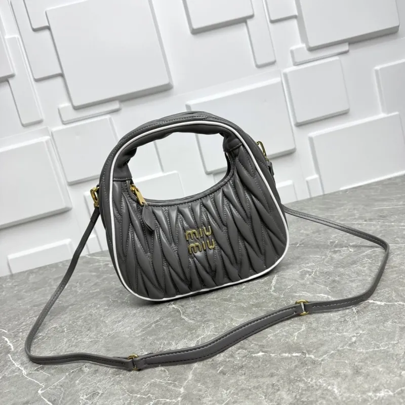 Miu Miu Gray Matelasse Top Handle Crossbody Bag 678