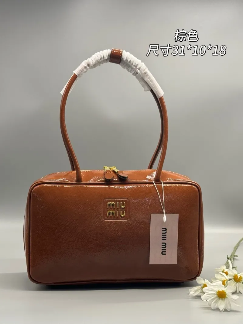MIU MIU Brown Top Handle Bag Size 31x10x18