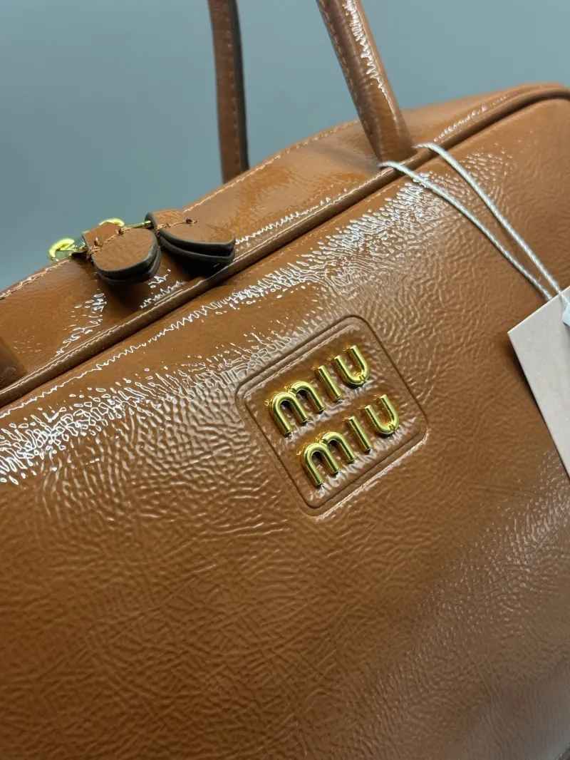 MIU MIU Brown Top Handle Bag Size 31x10x18 - Image 5
