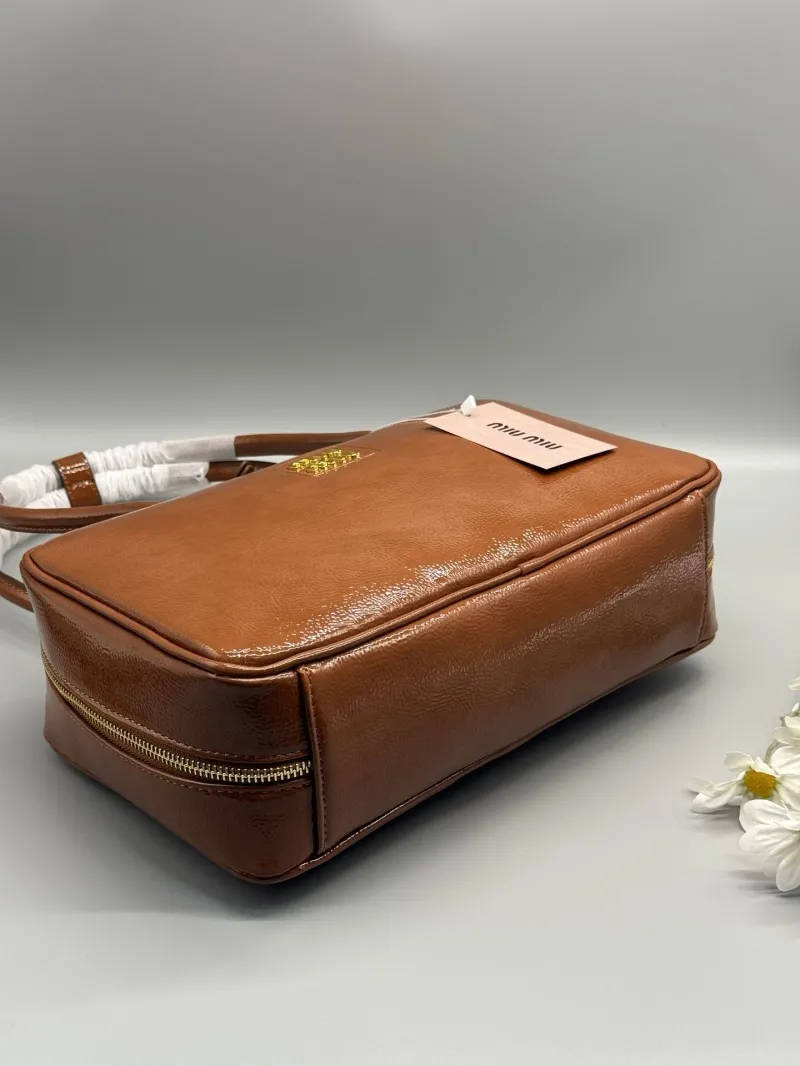 MIU MIU Brown Top Handle Bag Size 31x10x18 - Image 8