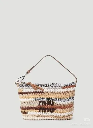 MIU MIU Crochet Top Handle Bag 683 Brown Rainbow - Image 3