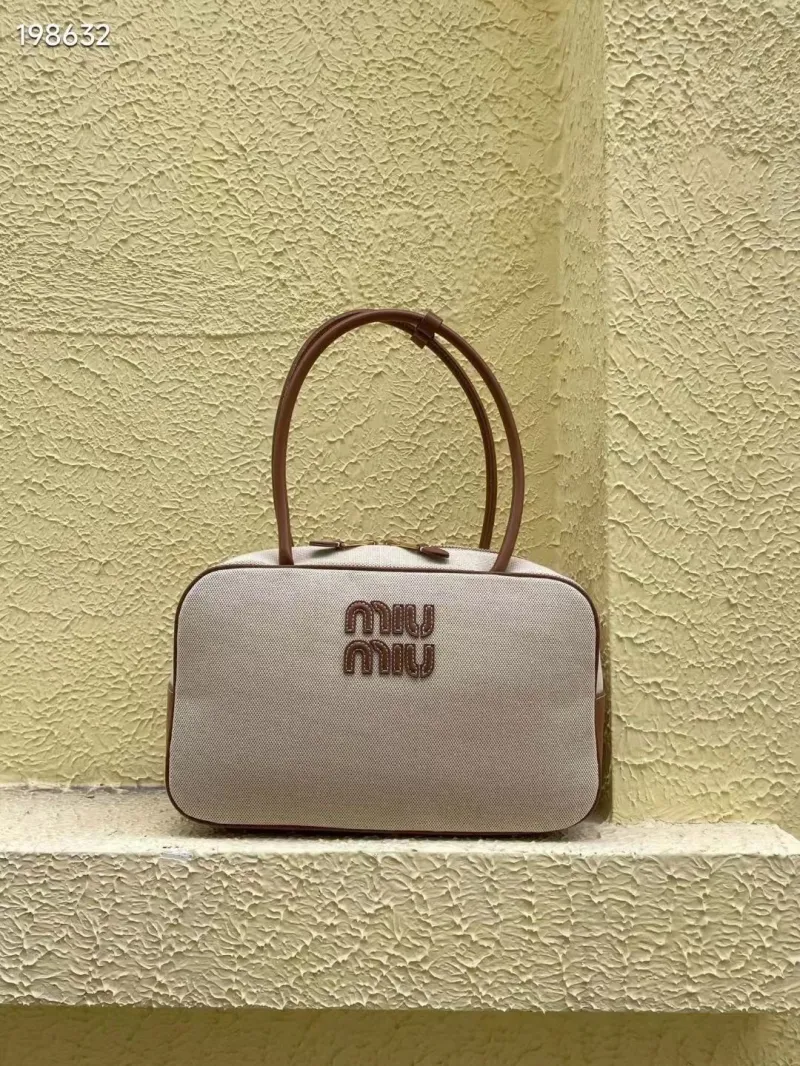MIU MIU Beige Brown Top Handle Bag 687