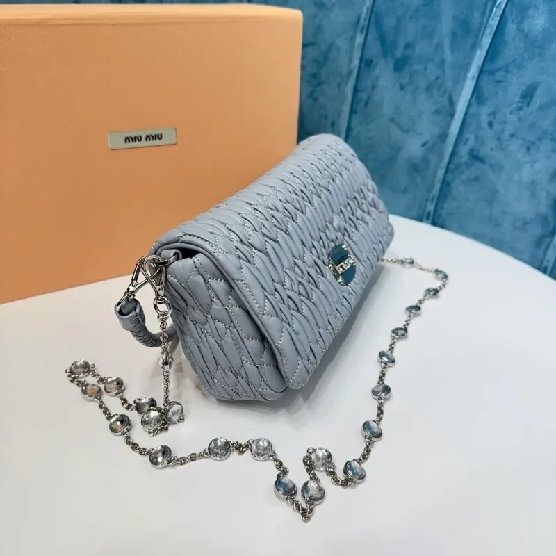 Miu Miu Light Blue Top Handle Chain Bag 694 - Image 3