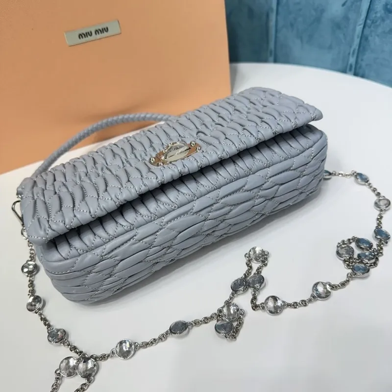Miu Miu Light Blue Top Handle Chain Bag 694 - Image 6