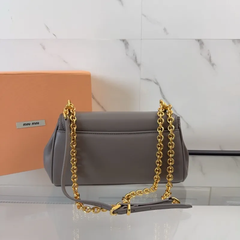 Alternative view of Miu Miu Gray Leather Chain Shoulder Bag 699