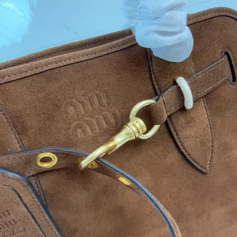 MIU MIU Brown Suede Top Handle Bag 704 - Image 4