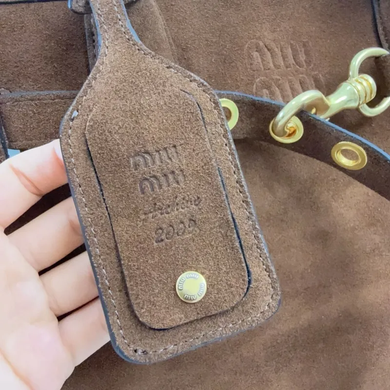 MIU MIU Brown Suede Top Handle Bag 704 - Image 5