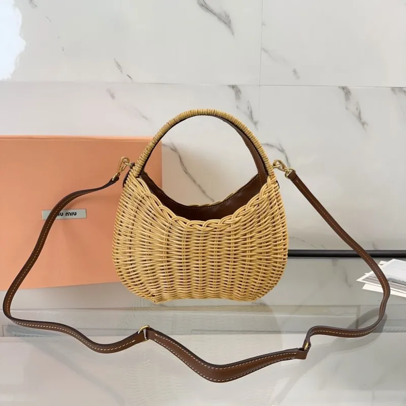 Alternative view of Miu Miu Wicker Top Handle Crossbody Bag 705