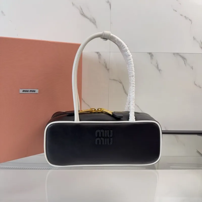Miu Miu Black White Trim Top Handle Bag 709