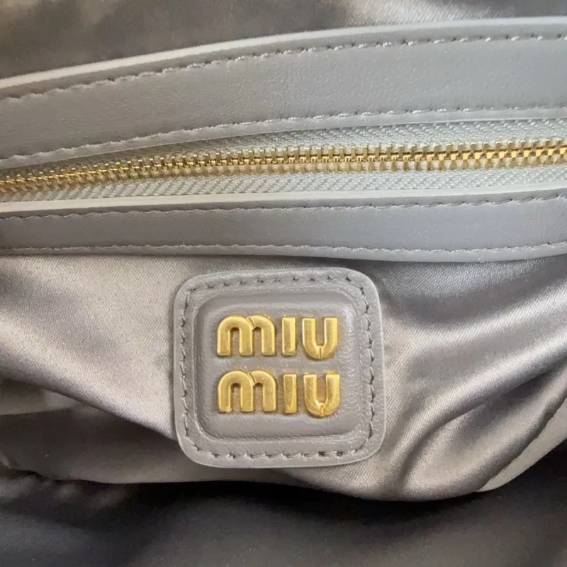 Miu Miu Gray Matelasse Top Handle Crossbody Bag - Image 9