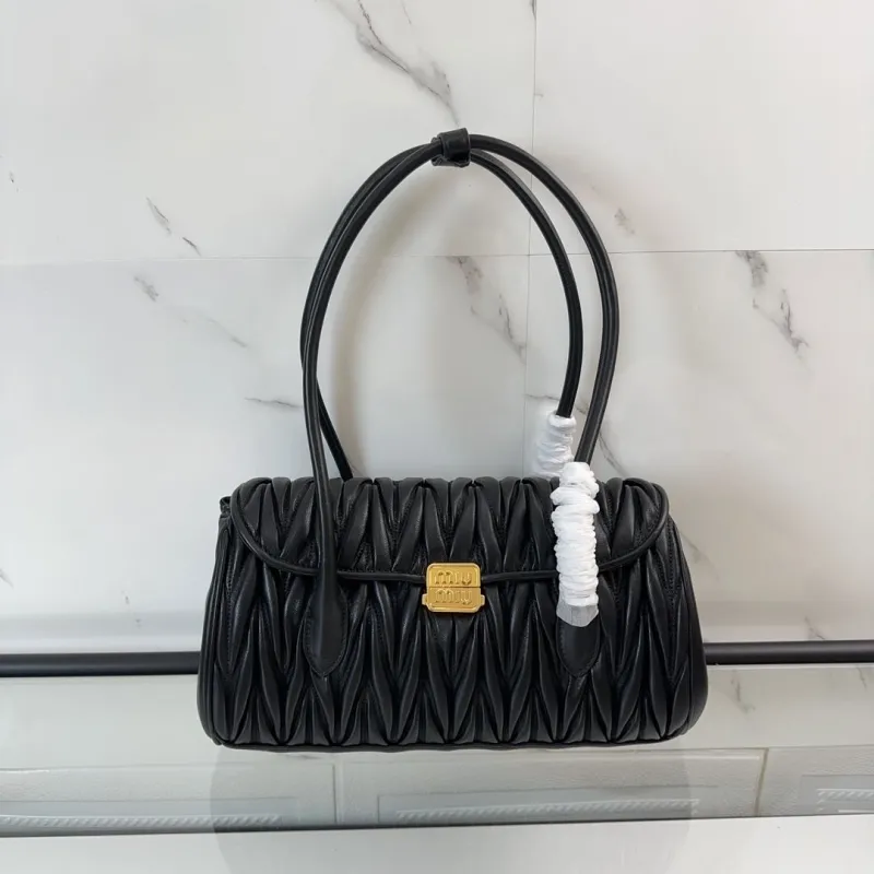 MIU MIU Black Matelassé Top Handle Bag 716