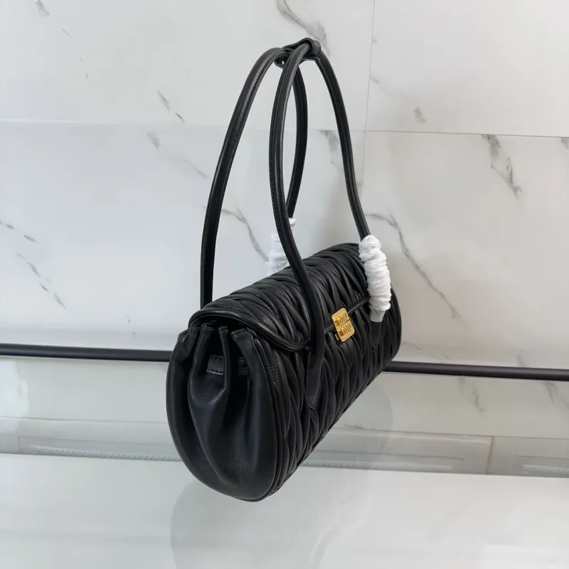 MIU MIU Black Matelassé Top Handle Bag 716 - Image 3