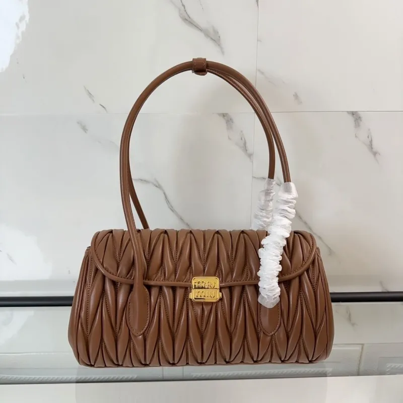 MIU MIU Brown Matelasse Top Handle Bag 718