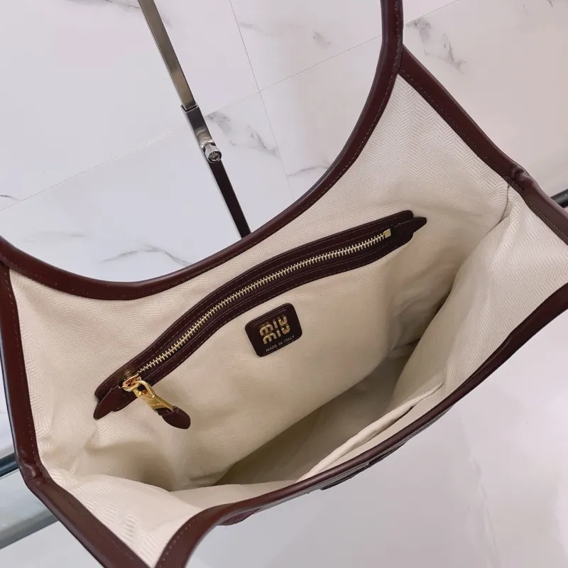 Miu Miu Dark Brown Patchwork Leather Tote Bag - Image 5