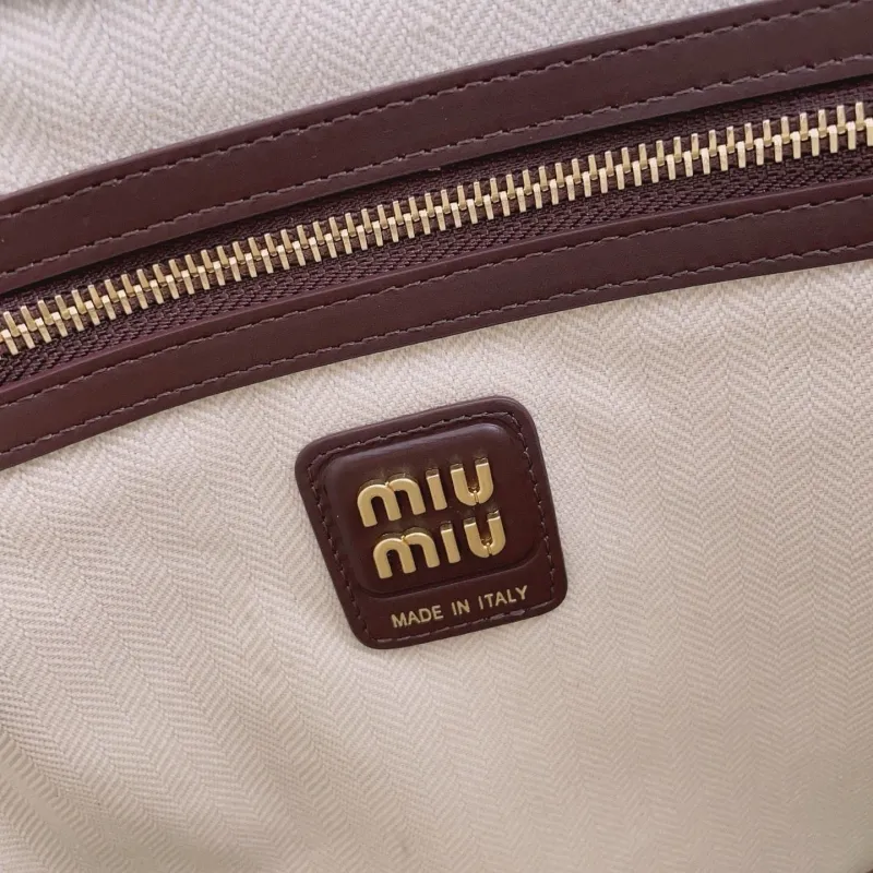 Miu Miu Dark Brown Patchwork Leather Tote Bag - Image 6