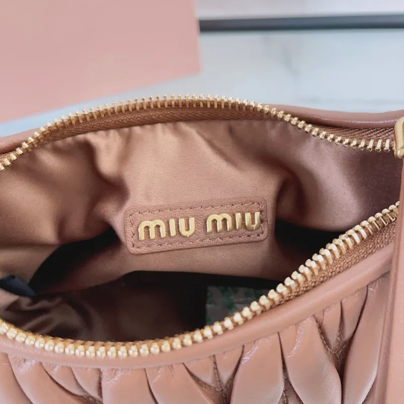 Miu Miu Brown Matelassé Top Handle Bag with Strap 726 - Image 7