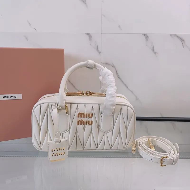 Miu Miu White Matelassé Top Handle Crossbody Bag 730