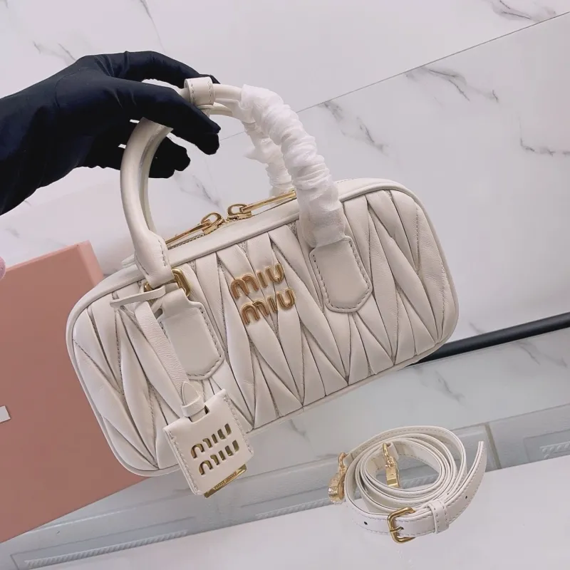 Miu Miu White Matelassé Top Handle Crossbody Bag 730 - Image 5