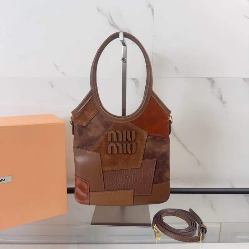Miu Miu Brown Patchwork Top Handle Bag 734