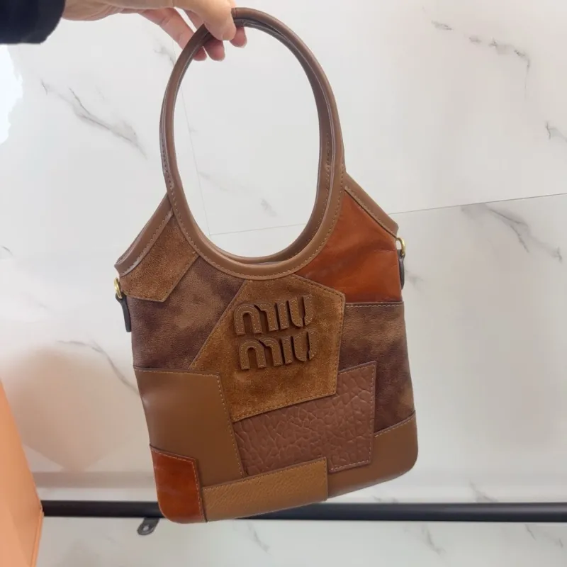 Miu Miu Brown Patchwork Top Handle Bag 734 - Image 7