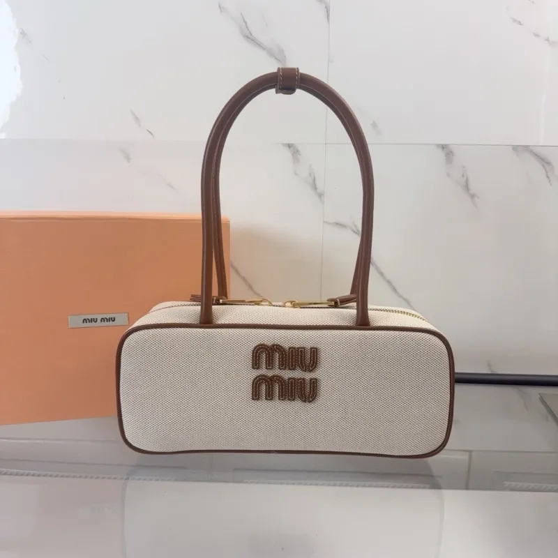 Miu Miu Beige Canvas Top Handle Bag 739